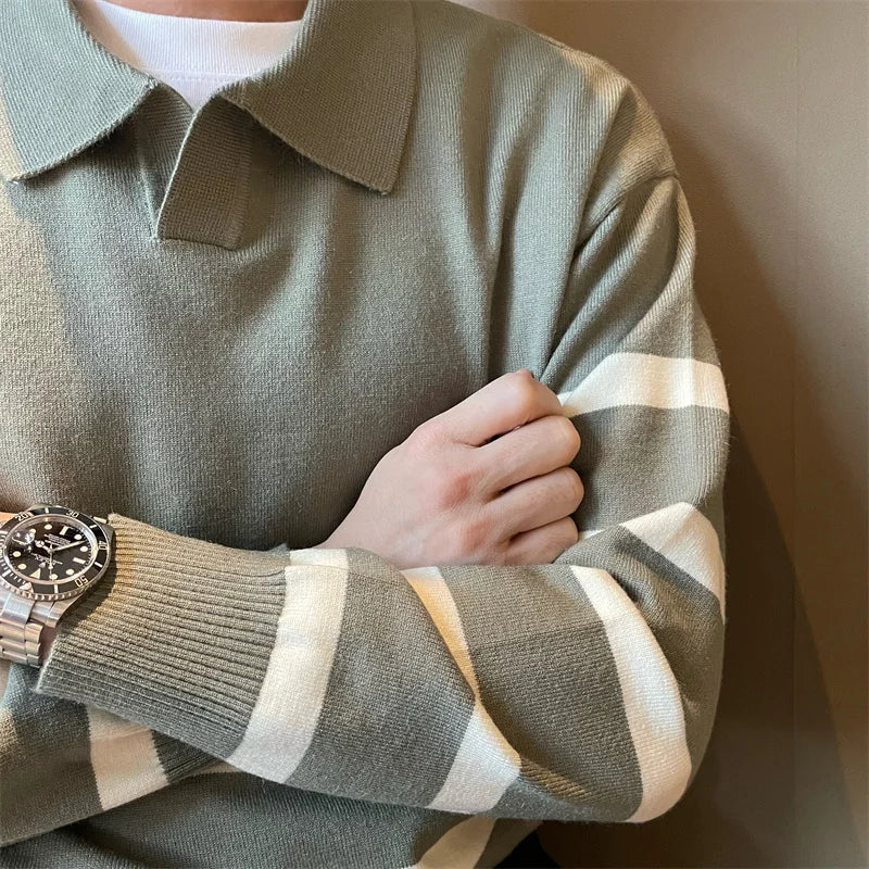 Striped Polo Sweater