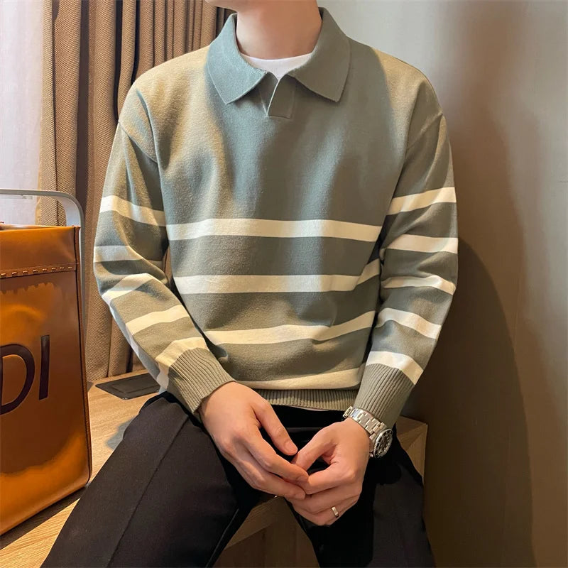 Striped Polo Sweater