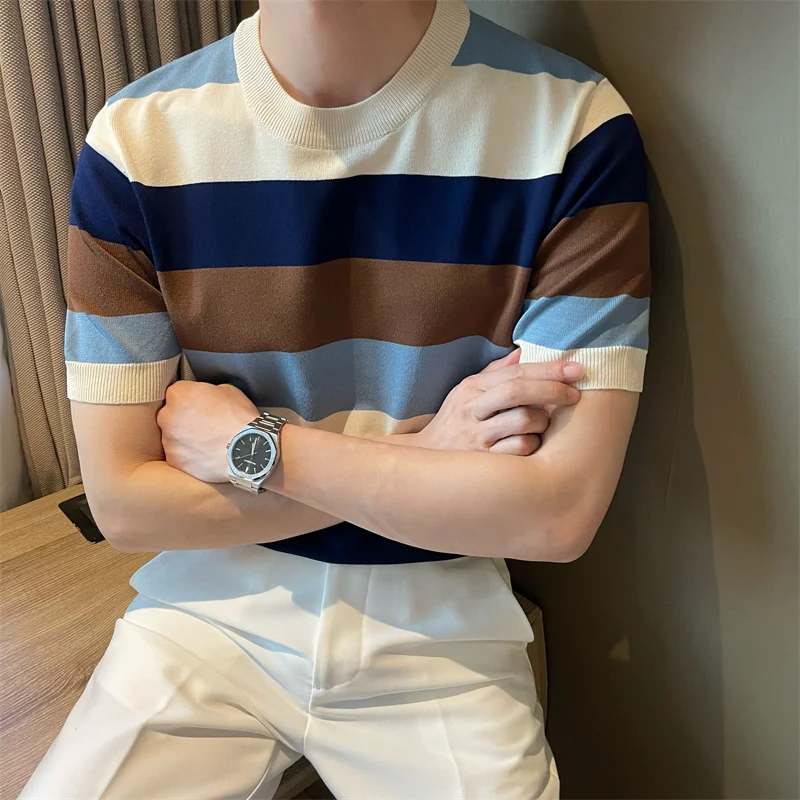 Multi Stripe Crewneck T-Shirt