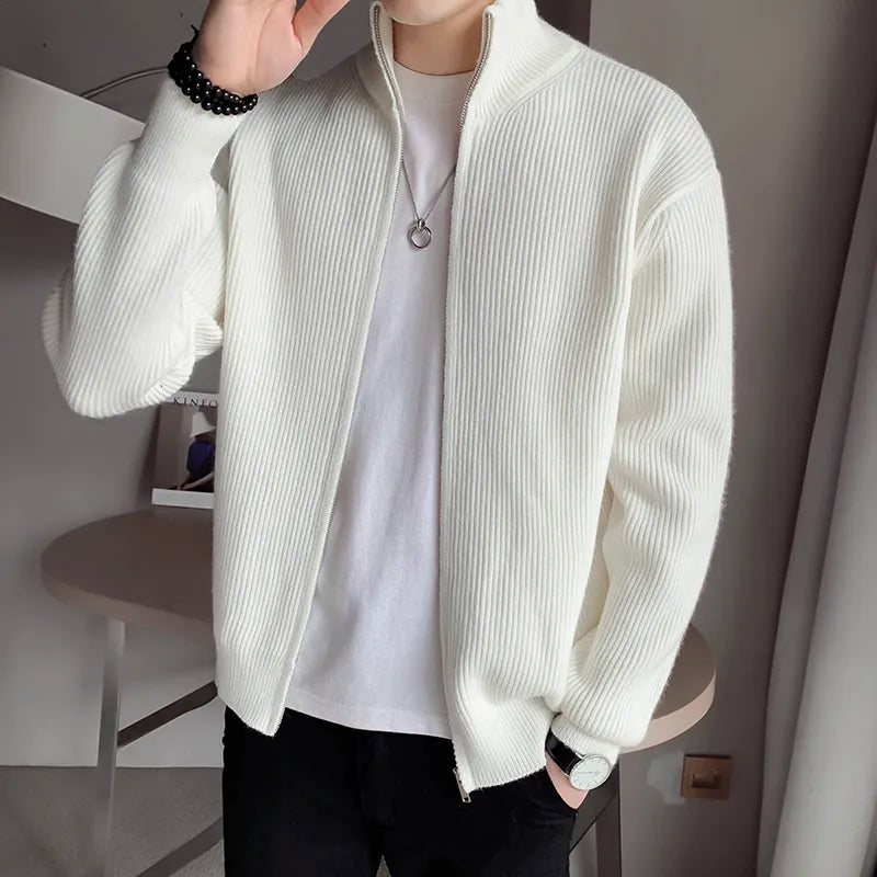 Cardigan Collar Zip Sweater