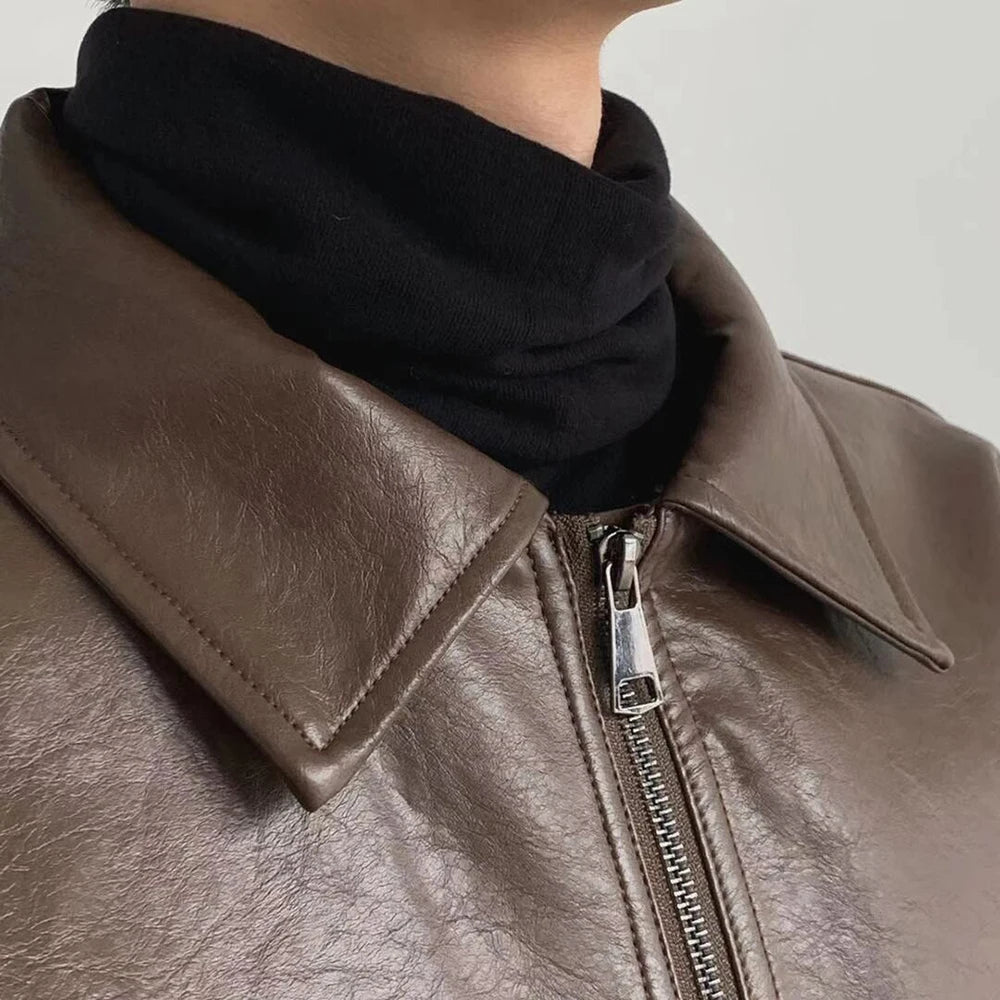 Retro Leather Zip Jacket