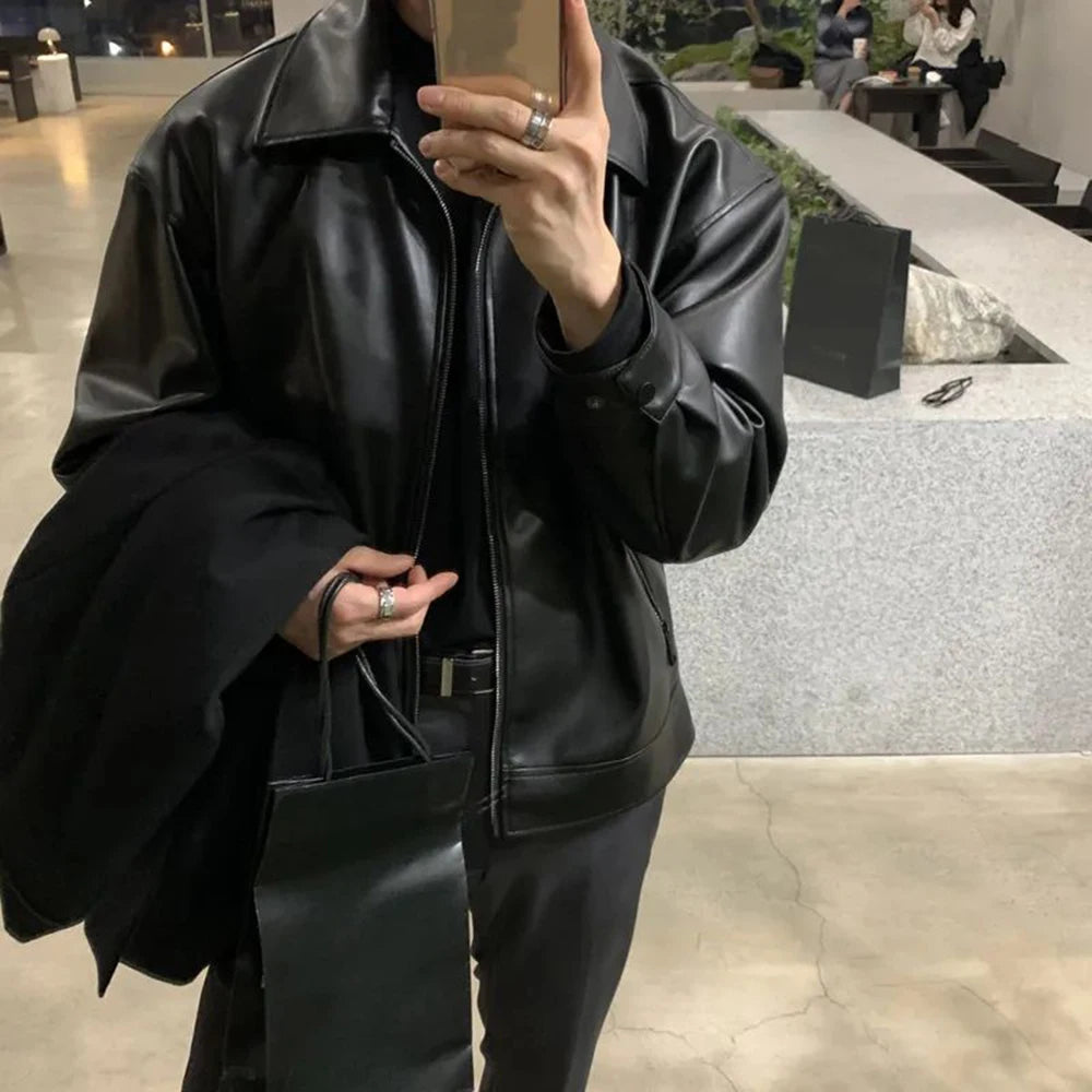 Retro Leather Zip Jacket