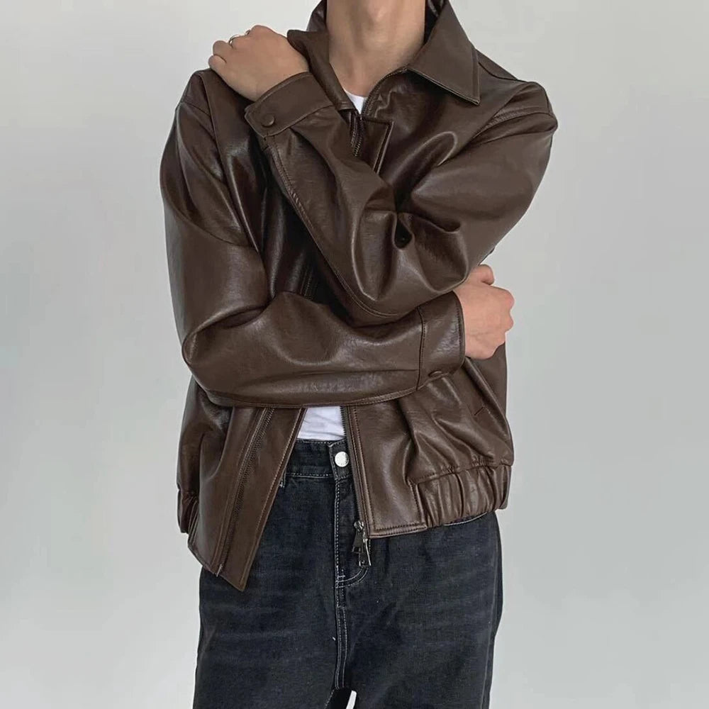 Retro Leather Zip Jacket